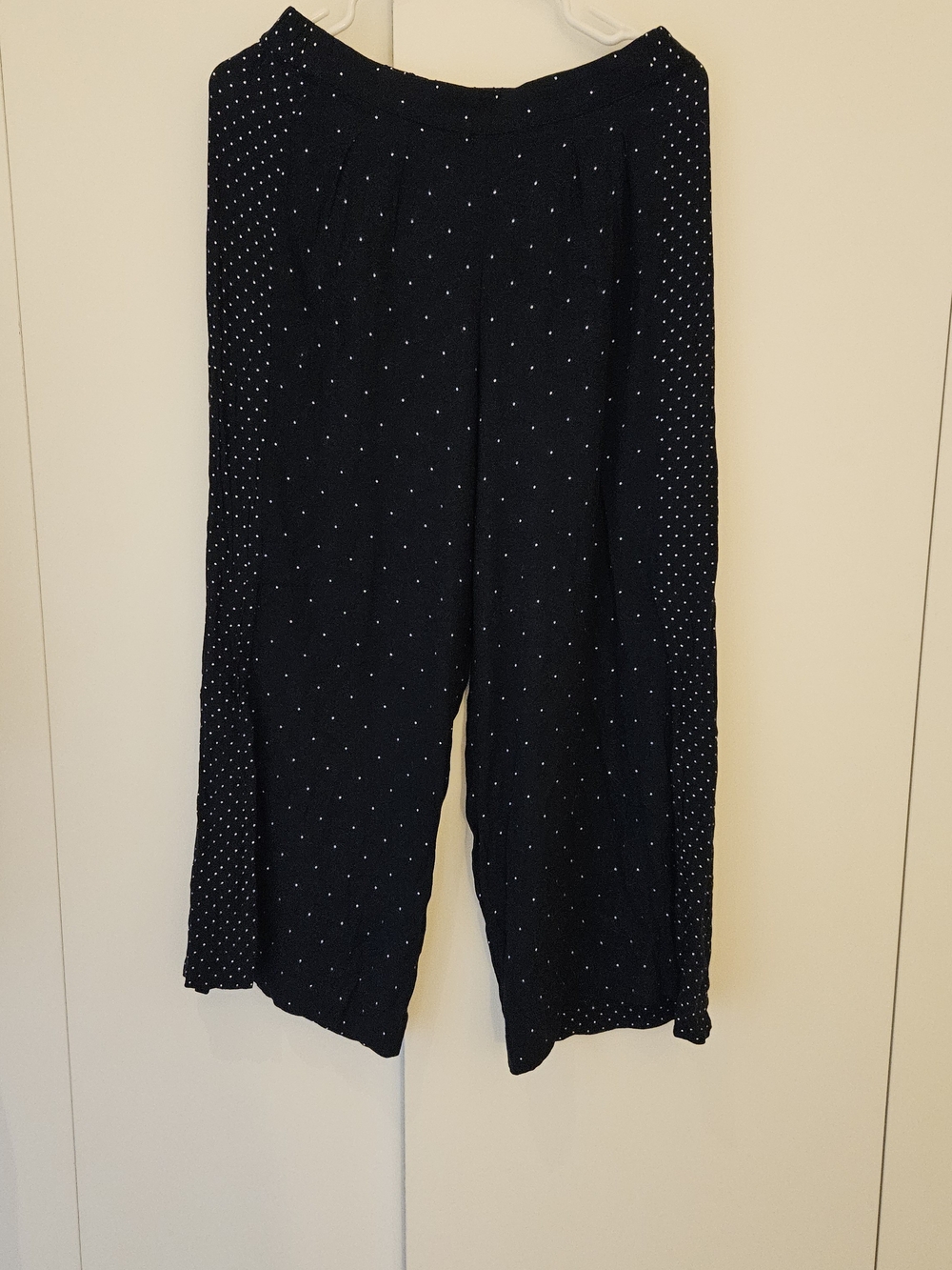 Oysho cropped Wide-Leg Polka Dot Pants - navy